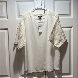 Lauren Ralph Lauren white jersey & eyelet tee NWT